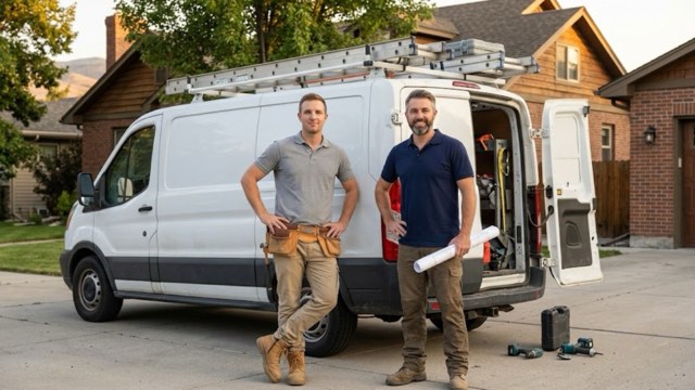 Walk-In Bathroom Tubs Reading PA installer and service van outside a customer's home